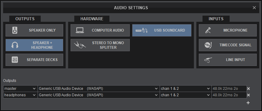VirtualDJ - User - Settings Audio Setup - &