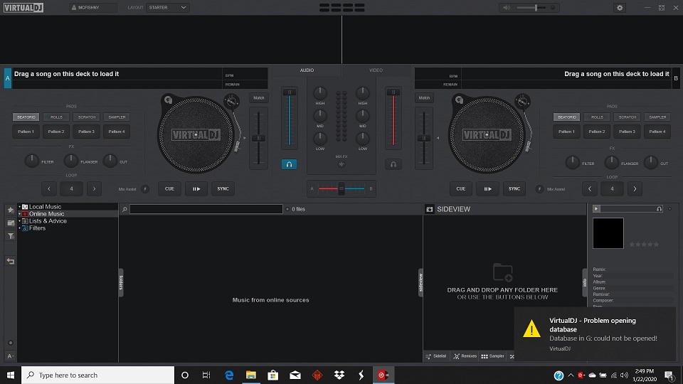 virtual dj startup problem